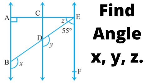 ab cd and cd ef also ea perpendicular to ab if angle bef 55 find the values of x y and z