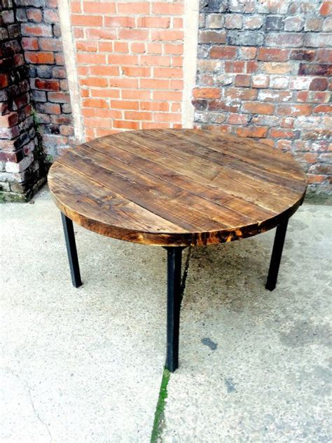 Industrial Chic Reclaimed Custom Round Cafe Table Steel And Wood 427