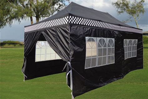 Purchase your purple 10' x 20' pop up canopy party tent today! 10 x 20 Black Checker Pop Up Tent Canopy Gazebo