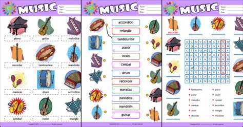 Musical Instruments ESL Printable Worksheets For Kids 1