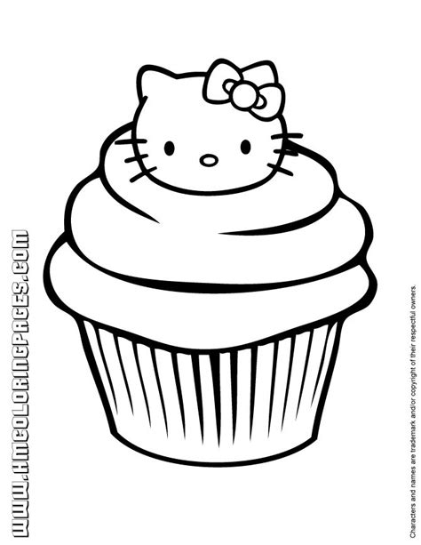 Hello Kitty Cupcake Coloring Page - Could be a handy little site! | I