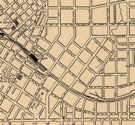 Old Map Of Atlanta City 1901 Vintage Map Wall Map Print Vintage Maps