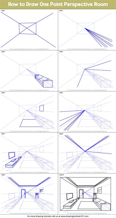 How To Draw One Point Perspective Room One Point Perspective Step By