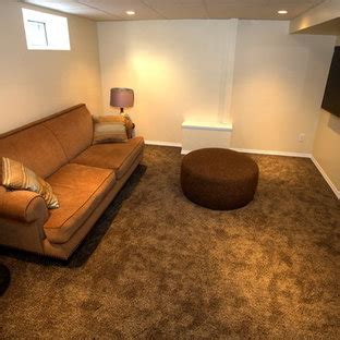 Neutral basement rec room into colorful family entertainment space. Basement Rec Room | Houzz
