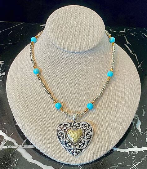 Southwest Necklace Women Silver Heart Turquoise Necklace Etsy