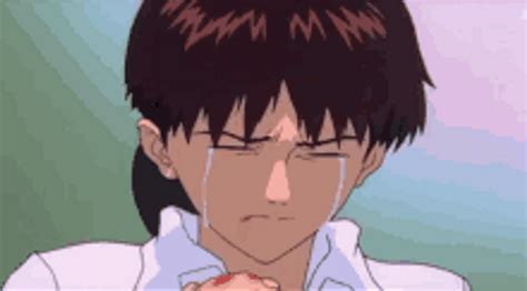 Shinji Ikari Evangelion Crying Hurt Sad Tears GIF GIFDB Com