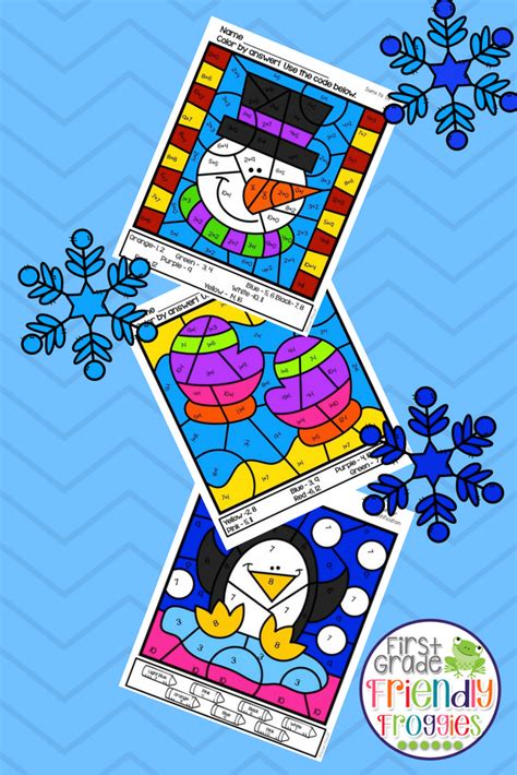 Math Coloring Sheets - Color by Code for Winter | Math coloring, Maths colouring sheets ...