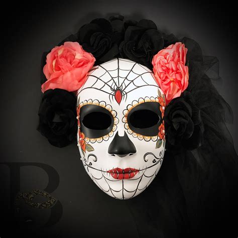 Day Of The Dead Skull Mask Full Face Mask Dia De Los Muertos Etsy In