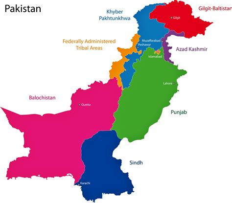 Administrative divisions map of pakistan. Pakistan Karte der Regionen und Provinzen - OrangeSmile.com