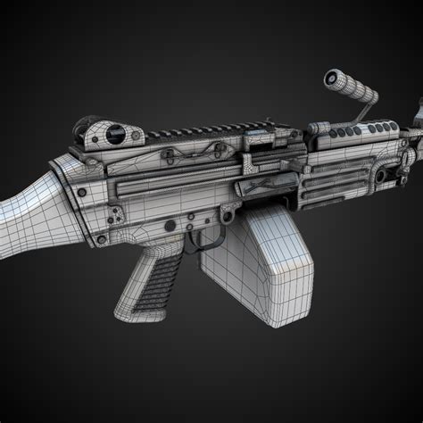 m249 machine gun hi res 3d model max obj fbx lwo lw lws ma mb