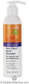 (formerly known as derma e very clear acne cleanser). Derma E Very Clear Acne Cleanser with 2% Salicylic Acid 6 ...