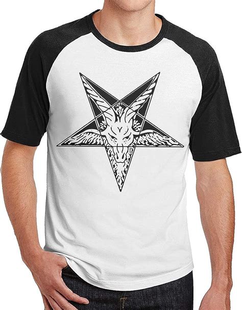 Pentagram Satanic Goat Devil Star Men T Shirt Raglan Men T