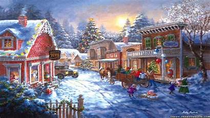 Christmas Wallpapers Scenery Village Scene Happy Holidays