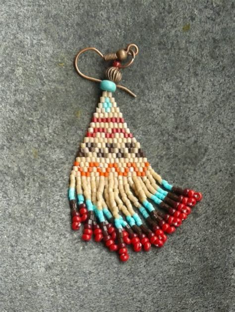 Brick Stitch Beaded Earrings Handmade Jewelry Native Etsy