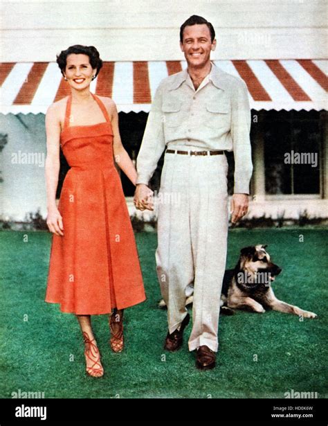 From Left Brenda Marshall With Husband William Holden Ca 1950s Stock