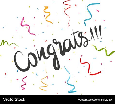 Congratulations Text With Confetti Royalty Free Vector Image