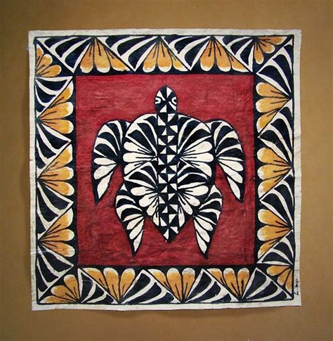 Freehand Painted Tongan Ngatu Or Tapa Cloth Traditional Pacific