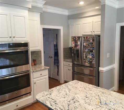 Highland homes gray cabinets inspiration gallery: Extra White Kitchen / Gray Matters Island - 2 Cabinet Girls