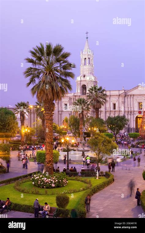 Arequipa Provincia De Arequipa Peru People At The Main Square With