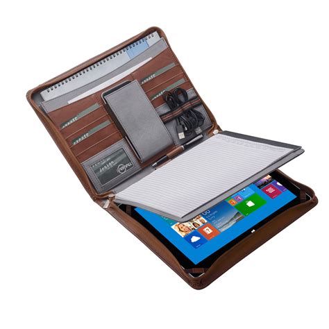 Ipad Pro Portfolio Case With Notepad Holder Zippered Leather Portfolio