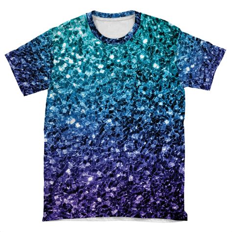Beautiful Aqua Blue Ombre Glitter Sparkles Aop T Shirt Tee Chief T Shirt