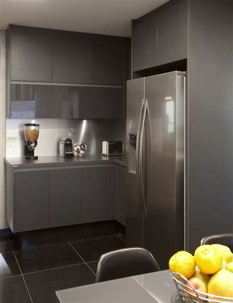 High gloss is recommended for applying to kitchen cabinets. 12 Examples Of Sophisticated Gray Kitchen Cabinets // Gray cabinets in both matte and glossy ...