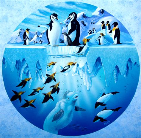 Penguins Playground Acrylic Painting By Environmental Artist Apollo