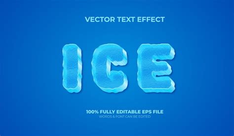 Efecto De Texto De Hielo Vectorial 3d Editable Con Textura De Agua