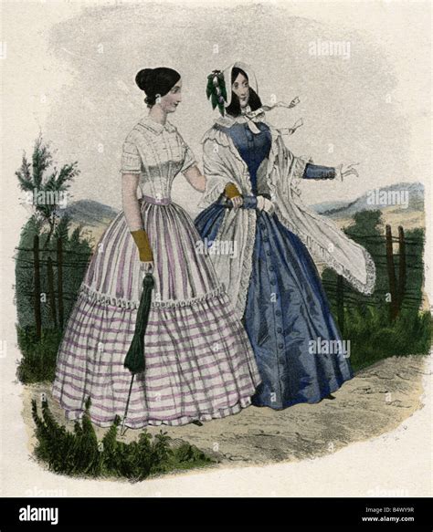 Fashion 19th Century Ladies Fashion France Lithograph Paris 1845