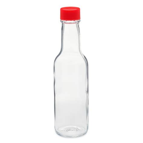 5 Oz Clear Glass Hot Sauce Bottles Red Pp Cap Berlin