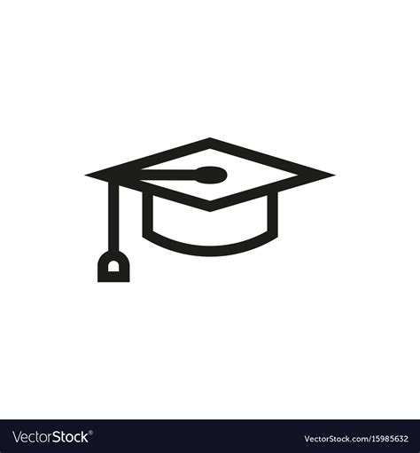Graduation Cap Symbol Icon On White Background Vector Image