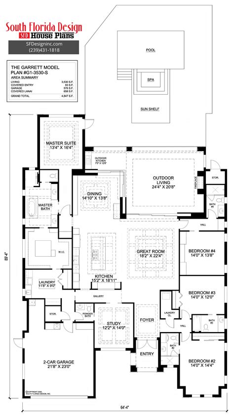 South Florida Design Garrett House Plan (G1-3530-S)
