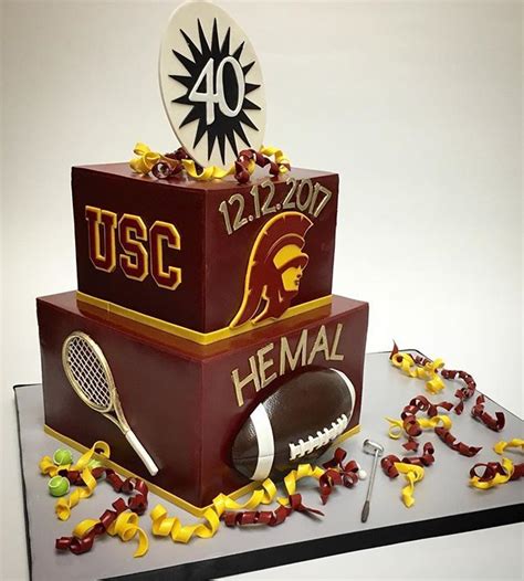 She was throwing her husband a surprise 40th birthday party and the theme was a disco 70's. USC themed 40th birthday cake! | Novelty cakes, Custom cakes