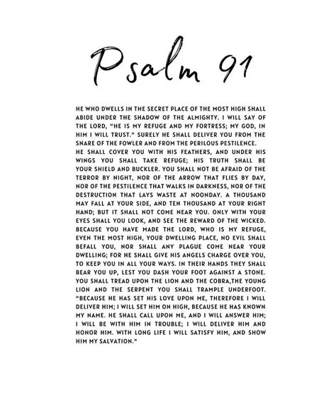 Psalm 91 Printable Digital Download Christian Printable Etsy