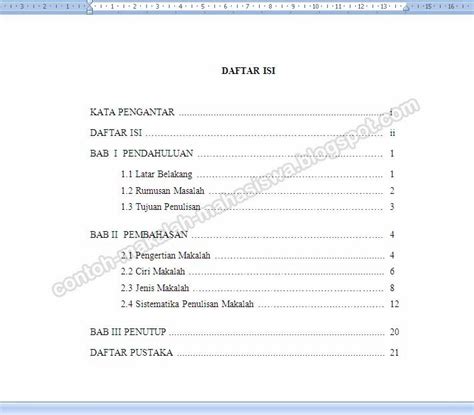 Penulisan dan Contoh Daftar Isi Makalah yang Baik ~ Contoh Makalah