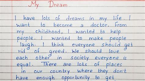Write A Short Essay On My Dream Essay Writing English Youtube
