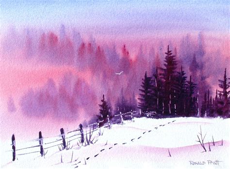 Ronald Pratt Watercolors Winter Watercolor Watercolor Landscape