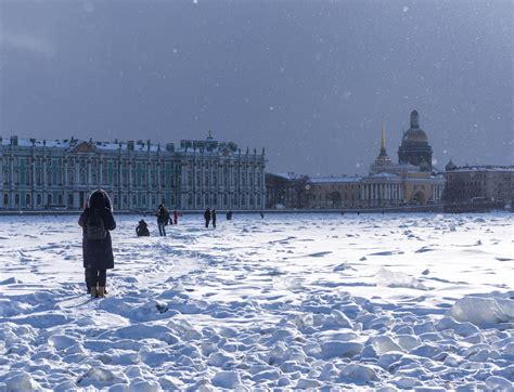 Saint Petersburg Russia On The Frozen Ice Of Neva River R Travel