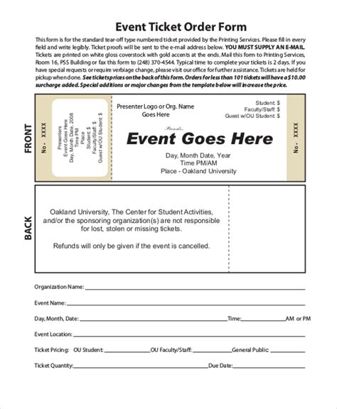 Free 11 Sample Event Order Forms In Pdf Ms Word Excel