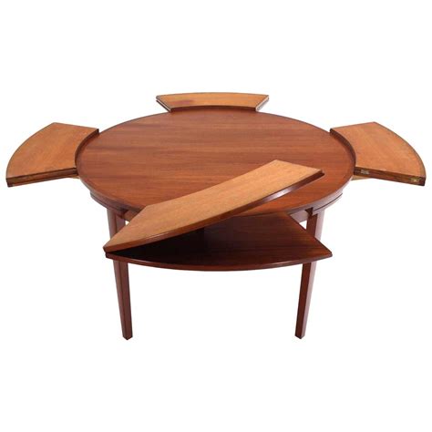Rare Danish Modern Teak Round Expandable Top Dining Table At 1stdibs