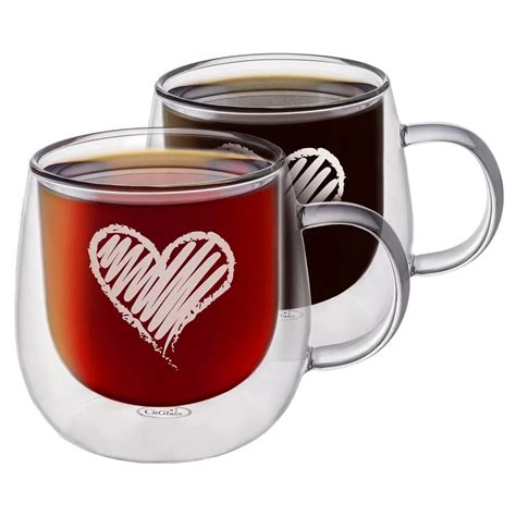 Buy Cnglass 10oz Double Wall Glass Coffee Mugs Clear Insulated Espresso Coffee Cups With Heart