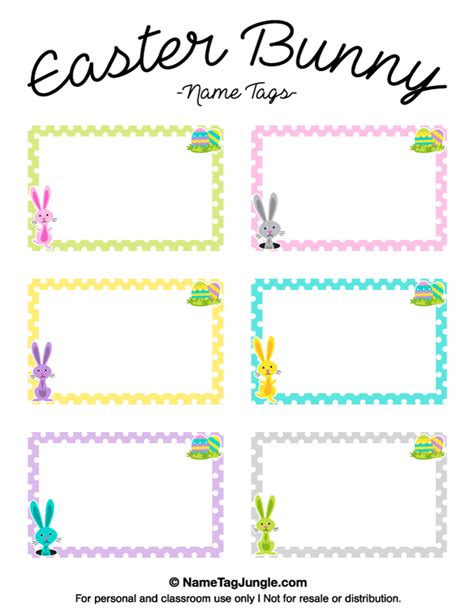 Free Printable Easter Bunny Name Tags The Template Can Also Be Used