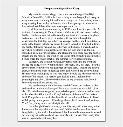20 Free Autobiography Examples Autobiographical Essay Templates