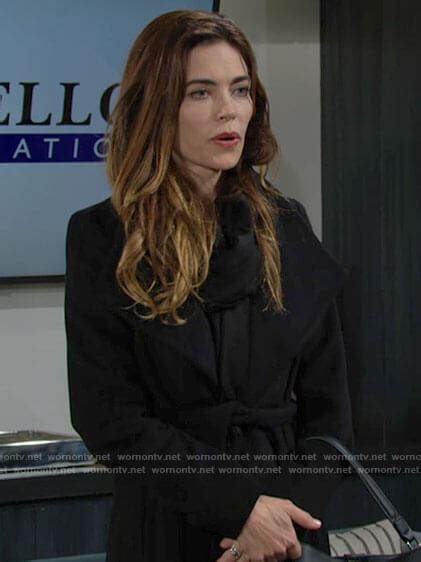 Wornontv Victorias Black Wrap Coat On The Young And The Restless