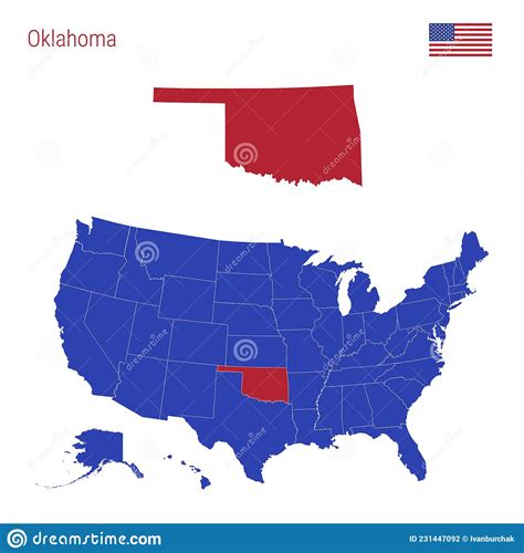 The State Of Oklahoma Is Highlighted In Red Vector Map Of The United
