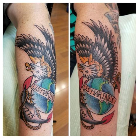 The present emblem, adopted in 1955, differs from the emblem of 1868 only by a change in the eagle. Traditional Eagle, Globe, and Anchor by Matt Ryan at ...