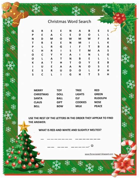 These word searches are easy enough for kids, but also can be a lot of fun for adults! Florassippi Girl: Christmas Word Search - Free Printable