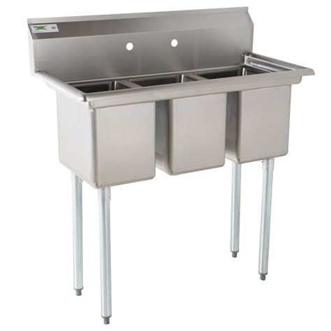 Regency 39 16 Gauge Stainless Steel Three Compartment Commercial Sink