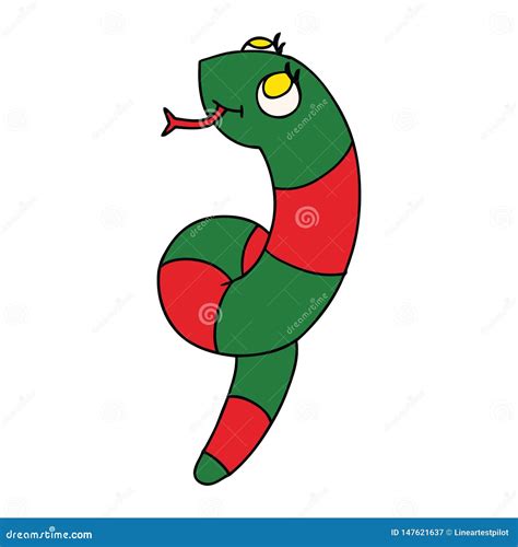 Desenho Animado Kawaii De Uma Cobra Fofa Ilustração Do Vetor
