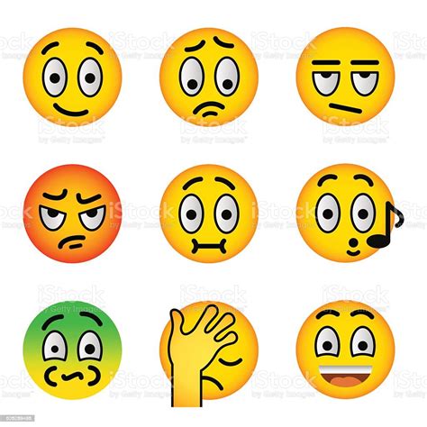Smiley Face Emoji Flat Vector Icons Set Stock Illustration Download